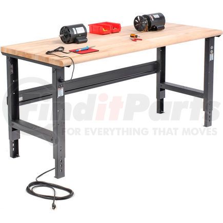 Global Industrial 183988BK Global Industrial™ 72x30 Adjustable Height Workbench C-Channel Leg - Maple Safety Edge - Black