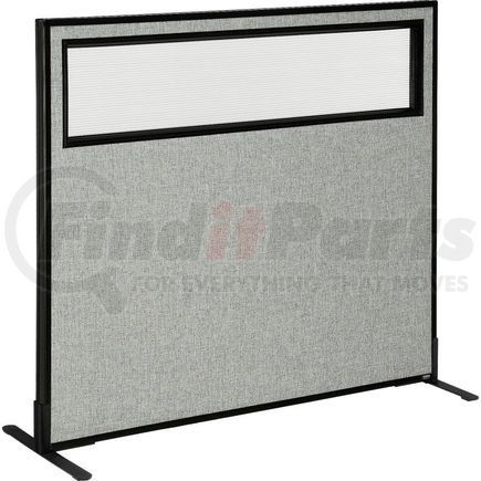 Global Industrial 694755WFGY Interion&#174; Freestanding Office Partition Panel with Partial Window, 48-1/4"W x 42"H, Gray