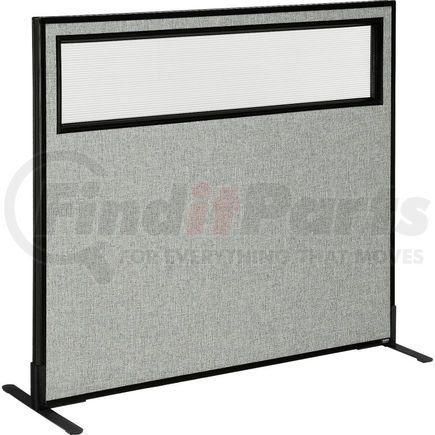 GLOBAL INDUSTRIAL 694755WFGY Interion&#174; Freestanding Office Partition Panel with Partial Window, 48-1/4"W x 42"H, Gray