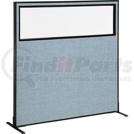 Global Industrial 694677WFBL Interion&#174; Freestanding Office Partition Panel with Partial Window, 60-1/4"W x 60"H, Blue