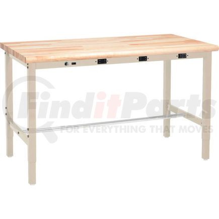 Global Industrial 607008BTNA Global Industrial™ 72 x 30 Adjustable Height Workbench - Power Apron, Maple Safety Edge Tan