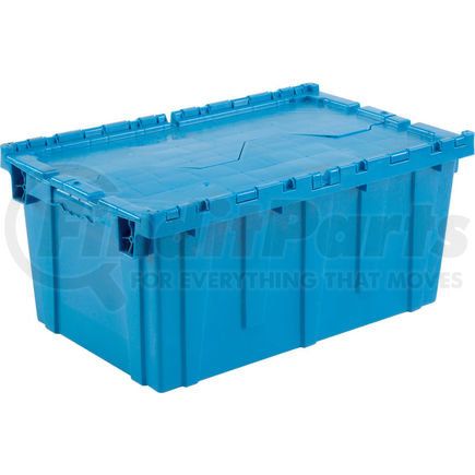 Global Industrial 257814BLP Attached Lid Shipping Container 27-3/16 x 16-5/8 x 12-1/2 Blue with Dolly Combo