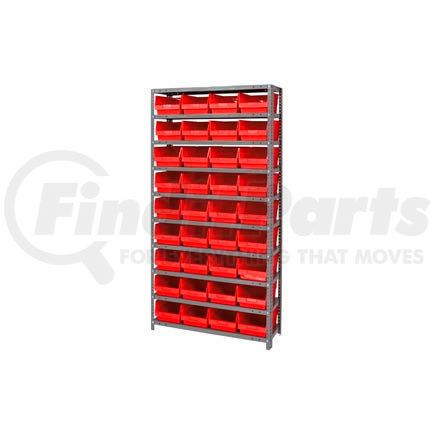 Global Industrial 652798RD Global Industrial&#153; Steel Shelving With 36 4"H Plastic Shelf Bins Red, 36x18x72-13 Shelves