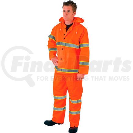 MCR Safety 2013RL MCR Safety 2013RL Luminator&#x2122; 3-Piece Rain Suit, Orange w/ Lime Silver Stripes, Large