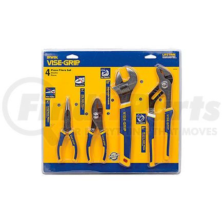 Irwin 2078705 4 Pc. Pro-Pliers Set-Long Nose-Slip Joint, Adjustable Wrench, Groove Joint