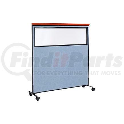 Global Industrial 694998MBL Interion® Mobile Deluxe Office Partition Panel with Partial Window, 60-1/4"W x 64-1/2"H, Blue