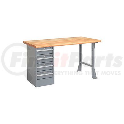Global Industrial 607682 Global Industrial™ 60 x 30 Pedestal Workbench - 4 Drawers, Maple Block Safety Edge - Gray