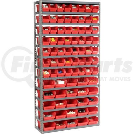 Global Industrial 603442RD Global Industrial&#153; Steel Shelving - Total 81 4"H Plastic Shelf Bins Red, 36x12x72-13 Shelves