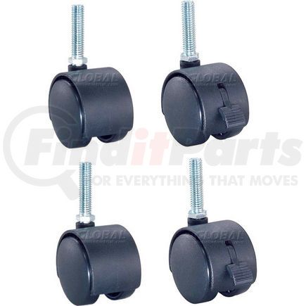 Global Industrial 798805 Nexel&#174; CA2BN4 (2) Swivel (2) Swivel Brake Stem Casters, 2" Nylon, Set of (4), 300 lb Capacity
