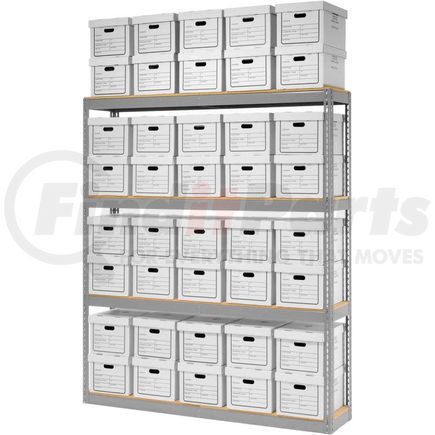 Global Industrial 130102 Global Industrial™ Record Storage Open With Boxes 72"W x 15"D x 84"H - Gray