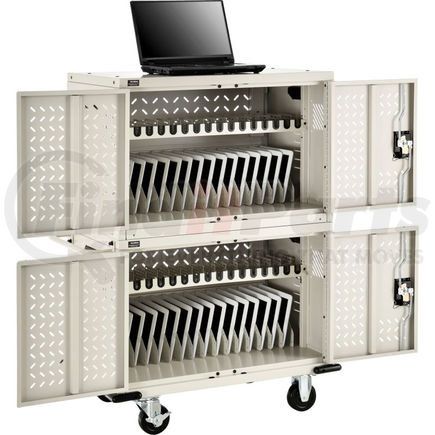 Global Industrial 670052PYA Global Industrial&#153; 32-Device Charging Cart for Chromebooks and Tablets, Putty, Assembled