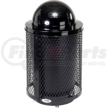 Global Industrial 261948BKD Global Industrial&#153; Outdoor Diamond Steel Trash Can With Dome Lid & Base, 36 Gallon, Black