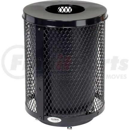 Global Industrial 261924BKD Global Industrial&#153; Outdoor Diamond Steel Trash Can With Flat Lid & Base, 36 Gallon, Black