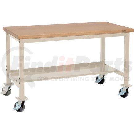 Global Industrial 249147TN Global Industrial&#153; 72"W x 36"D Mobile Production Workbench - Shop Top Safety Edge - Tan