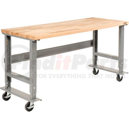 Global Industrial 183166A Global Industrial™ 60x30 Mobile Adjustable Height C-Channel Leg Workbench - Maple Square Edge
