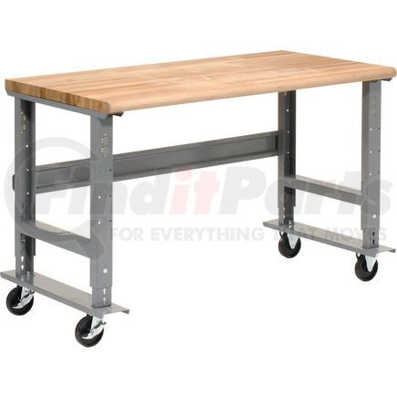 Global Industrial 183989A Global Industrial™ 72x36 Mobile Adjustable Height C-Channel Leg Workbench - Maple Safety Edge