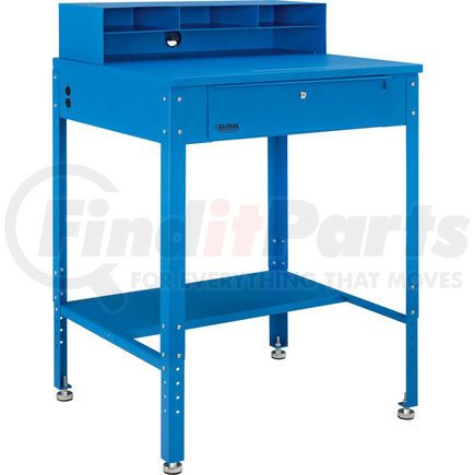 Global Industrial 319355 Global Industrial&#153; Shop Desk - Pigeonhole Riser 34-1/2"W x 30"D x 38"H Flat Surface - Blue