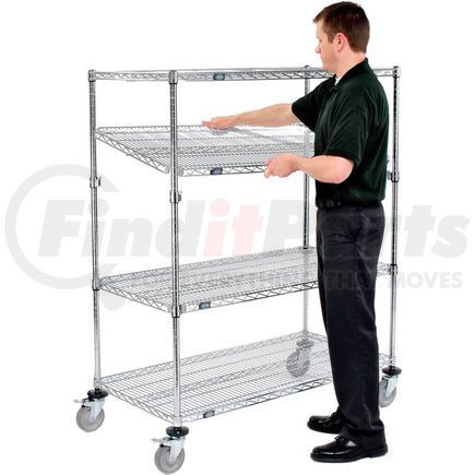 Global Industrial 580555AB Nexel&#174; E-Z Adjust Wire Shelf Truck 48x24x60 1200 Lb. Capacity with Brakes