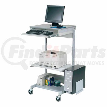 Global Industrial 506693 Global Industrial&#8482; Mobile Computer Workstation with Printer Shelf and CPU Holder, Gray