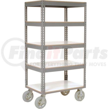 Global Industrial 330415 Global Industrial™ Easy Adj. Boltless 5 Shelf Truck 36x18, Laminate Shelves, Pneumatic Casters