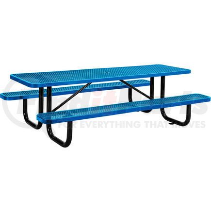 GLOBAL INDUSTRIAL 277153BL Global Industrial&#153; 8 ft. Rectangular Outdoor Steel Picnic Table, Expanded Metal, Blue