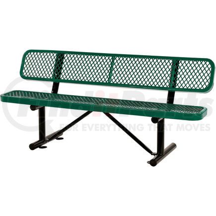 GLOBAL INDUSTRIAL 277154GN Global Industrial&#8482; 6 ft. Outdoor Steel Bench with Backrest - Expanded Metal - Green