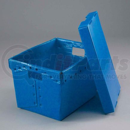 GLOBAL INDUSTRIAL 257920BL Global Industrial&#153; Corrugated Plastic Postal Mail Tote With Lid 18-1/2x13-1/4x12 Blue