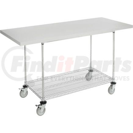 Global Industrial 252325 Global Industrial™ 72"W x 30"D Mobile Workbench with Wire Rack - Plastic Laminate Square Edge