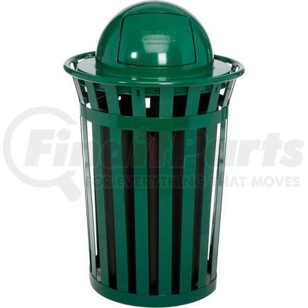 Global Industrial 261944GN Global Industrial&#153; Outdoor Steel Slatted Trash Can With Dome Lid, 36 Gallon, Green