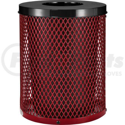 Global Industrial 261924RD Global Industrial&#153; Outdoor Diamond Steel Trash Can With Flat Lid, 36 Gallon, Red