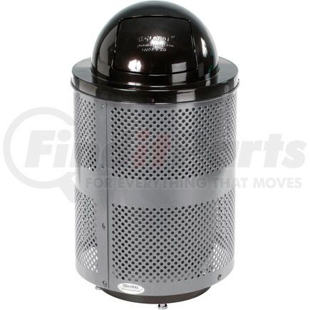 Global Industrial 261949GYD Global Industrial&#153; Outdoor Perforated Steel Trash Can With Dome Lid & Base, 36 Gallon, Gray