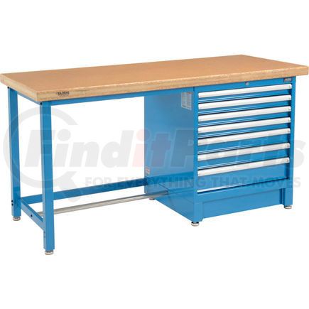 Global Industrial 711172 Global Industrial 72"W x 30"D Modular Workbench with 7 Drawers - Shop Top Safety Edge - Blue