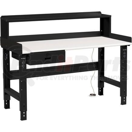Global Industrial 250226BBK Global Industrial™ 72 x 30 Adj Height Workbench w/Drawer&Riser, Black- ESD Safety Edge Top