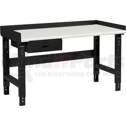 Global Industrial 183992ABK Global Industrial™ 72 x 36 Adj Height Workbench w/Drawer, Black- Plastic Laminate Safety Top