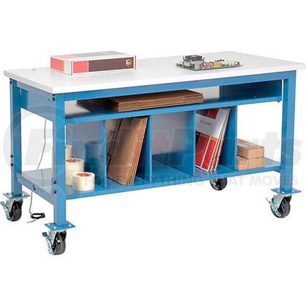 Global Industrial 412472A Mobile Packing Workbench ESD Square Edge - 60 x 36 with Lower Shelf Kit