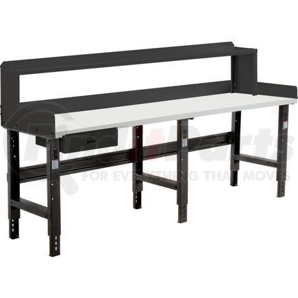 Global Industrial 319087BBK Global Industrial™ 96 x 36 Adj Height Workbench w/Drawer&Riser, BK- Plastic Laminate Square Top