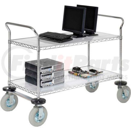 Global Industrial 188780 Nexel&#174; Chrome Wire Shelf Instrument Cart 36x24 2 Shelves 1200 Lb. Capacity