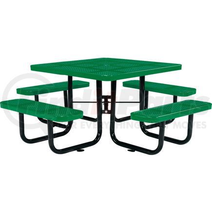 Global Industrial 694551GN Global Industrial&#153; 46" Square Outdoor Steel Picnic Table, Perforated Metal, Green