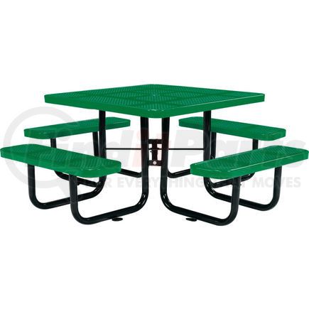 GLOBAL INDUSTRIAL 694551GN Global Industrial&#153; 46" Square Outdoor Steel Picnic Table, Perforated Metal, Green