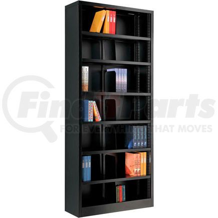 Global Industrial 277442BK Interion&#174; All Steel Bookcase 36" W x 12" D x 84" H Black 7 Openings