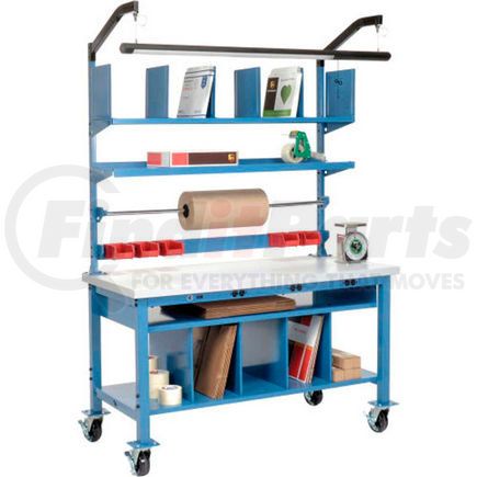 Global Industrial 244180AB Global Industrial™ Complete Mobile Electric Packing Workbench Plastic Square Edge - 72 x 30