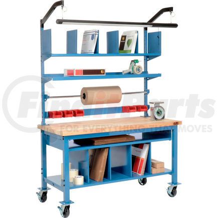 Global Industrial 244184A Global Industrial™ Complete Mobile Packing Workbench Maple Butcher Block Square Edge - 72 x 30