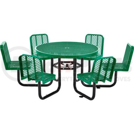 Global Industrial 277590GN Global Industrial&#153; 46" Round Carousel Picnic Table With 6 Seats, Expanded Metal, Green