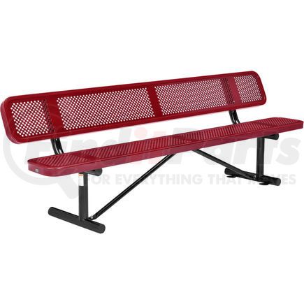 Global Industrial 262077RD Global Industrial&#8482; 8 ft. Outdoor Steel Picnic Bench with Backrest - Perforated Metal - Red