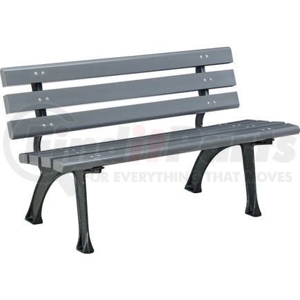 Global Industrial 240125GY Global Industrial&#153; Plastic Park Bench With Backrest, 4'L, Gray