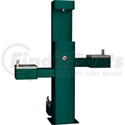 Global Industrial 761221GN Global Industrial&#8482 Outdoor Bottle Filler w/Bi-Level Drinking Fountain & Pet Station, Green