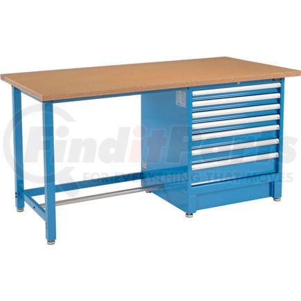 Global Industrial 711173 Global Industrial 72"W x 30"D Modular Workbench with 7 Drawers - Shop Top Square Edge - Blue
