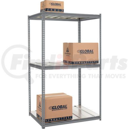 Global Industrial 580938GY Global Industrial™ High Cap. Starter Rack 48Wx24Dx96H 3 Level Steel Deck 1500lb Per Shelf GRY