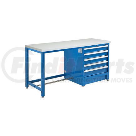 Global Industrial 711184 Global Industrial&#153; 72"W x 30"D Modular Workbench with 5 Drawers, ESD Laminate Square Edge, Blue