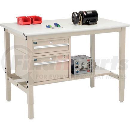 Global Industrial 319291TN Global Industrial™ 48"W x 36"D Production Workbench - ESD Safety Edge - Drawers & Shelf - Tan